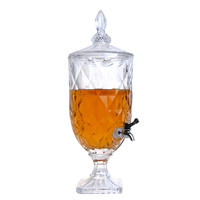 Distributeur de boissons en verre Offre Spéciale pour la fête d'hôtel Distributeur de jus transparent gravé avec pichet à infusion de fruits en métal