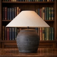 Lampe de table en céramique faite à la main avec abat-jour en tissu, décoration lumineuse pour salle de spa