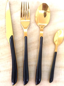 2023ราคาถูกสแตนเลส Flatware ชุดที่มีการจัดการพลาสติกสแตนเลสชุดช้อนส้อมที่มีด้ามจับพลาสติก - Product Image 2