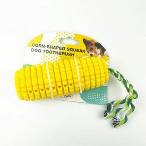 Juguete para perros con forma de maíz al por mayor, cepillo de dientes de goma duradero, mordedor molar indestructible, juguete chirriante para limpieza de mascotas - Product Image 3