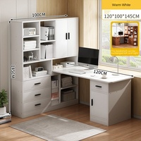 Bureau d'angle intégré pour la maison, le bureau, la chambre, l'étude des étudiants, table d'ordinateur pliable en bois réglable avec étagère