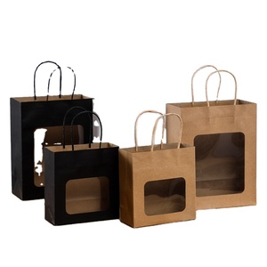 Bolsa de papel kraft transparente con ventana, exquisita bolsa para empaque de floristería, admite bolsas personalizadas - Product Image 1
