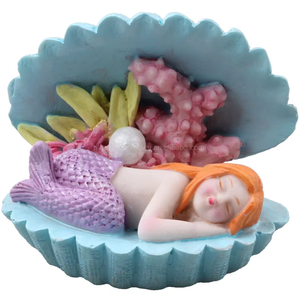 Adorno de paisaje en miniatura, artesanía de resina, sirena para acuario, decoración del hogar, regalo de Navidad, accesorio de sirena de concha - Product Image 1