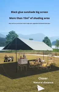 Tente à baldaquin hexagonale en aluminium pour camping extérieur, pare-soleil, tissu Oxford épais noir enduit argenté, <span class=keywords><strong>auvent</strong></span> de pique-nique - Product Image 5