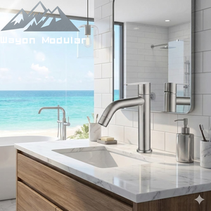 Grifo Mezclador de Agua Fría y Caliente con Superficie Plateada Mate Cepillada Wayon para Proyectos Comerciales - Product Image 5