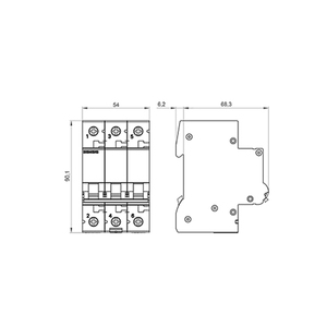 Interruptor de Riel DIN SENTRON Serie 5SL6, Modelo 5SL6220-7cc, 3P, 40A, Tipo C, MCB, Capacidad de Ruptura de 6kA, 400V - Product Image 4