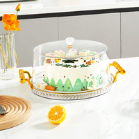 Plateau carré transparent en PET doré pour gâteaux, plateau de présentation sur pied pour buffet, service de nourriture, collations, réutilisable, respectueux de l'environnement