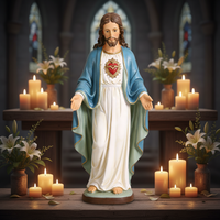 Statue du Sacré-Cœur de Jésus en résine peinte à la main, écologique, figurine religieuse chrétienne, modèle de décoration, cadeau commémoratif