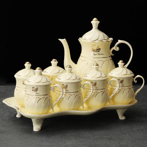 Set of 6 Arabic Style Ethiopian Porcelain Drinkware Coffee Cup Saucer & <b>Tea</b> Cups Pots Plates Gift <b>Box</b> Packing - Product Image 1