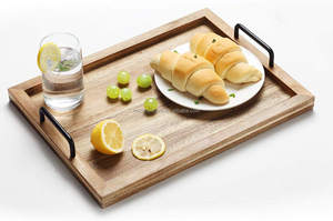 Tùy chỉnh paulownia gỗ phục vụ khay nhỏ hình chữ nhật khay với khắc cho trang trí nội thất hoặc Đảng dịp - Product Image 2