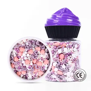 欧盟标准紫色面包店装饰配料洒上美食心糖洒上情人节蛋糕装饰