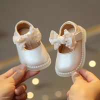 Zapatos de Princesa de PU para Bebé Niña, Suela Blanda, Cierre de Velcro, Lazo, para Primavera, Verano y Otoño, de 1 Año