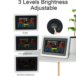 Không dây điện tử trong nhà ngoài trời nguyên tử Trạm thời tiết <span class=keywords><strong>LCD</strong></span> Đồng hồ treo tường với kỹ thuật số áp suất khí quyển Lịch Nhiệt kế - Product Image 5