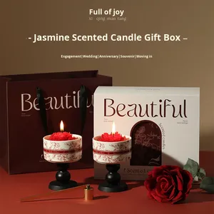 Lilin Soy Wax dalam Kotak Hadiah Cabang Camellia untuk Pertunangan Pernikahan Pindah Rumah Hari Valentine Hadiah Romantis Mewah Hari Valentine - Product Image 2