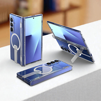 Casing Anti-Shock Transparan dengan Penyangga Magnetik untuk Samsung Galaxy Z Fold 8, Mendukung Pengisian Nirkabel, Lipat