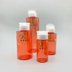 flat shoulder 32/410 and 33/410 neck 100/200/300/500 ml customize make up remover PET bottle with nail polish remove pump