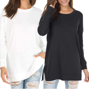 เสื้อสเวตเตอร์ถักแขนยาวคอกลมทรงหลวมแบบผ่าข้างสำหรับผู้หญิง สไตล์ยุโรปและอเมริกา ปี 2026 ผลิตภัณฑ์สำหรับหญิงตั้งครรภ์ - Product Image 2