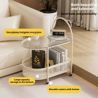 Table d'appoint roulante moderne en métal de luxe léger, mini table basse portable avec rangement décoratif pour salon et canapé