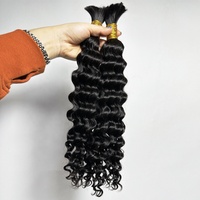 Extensions de cheveux brésiliens vierges Remy Starlet sans trame pour micro-tresses, avec ondulations profondes lâches, boucles italiennes, ondulations naturelles, noires en vrac