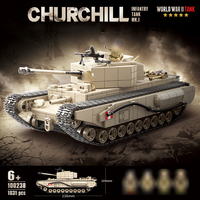 Jouets de construction de chars de la Seconde Guerre mondiale, ensemble de construction de chars militaires pour garçons, kit de modèle Churchill Ank avec soldats