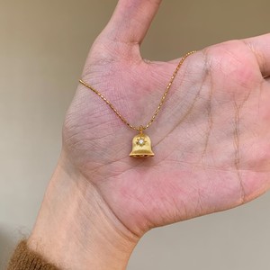 Collana Trendy Italiana con Campanella dei Desideri per Donne, Elegante Ciondolo a Campana Placcato Oro con Diamanti - Product Image 1