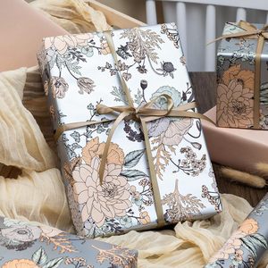Maypluss Floral Wrapping <b>Paper</b> Roll 17Inch X 33Feet Double Side Vintage Flower Pattern Gift Wrap For Wedding Shower Craft - Product Image 4