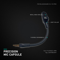 Microphone de remplacement pour casque de jeu Razer BlackShark V3 V3 Pro, détachable, plaqué or, prise à trois pôles, 16 cm, noir