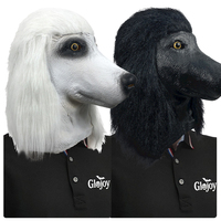 Masque en latex tête d'animal Poodle drôle et mignon, idéal pour Halloween, fête costumée, bal masqué, idée cadeau amusante