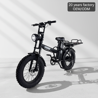 Bicicleta Eléctrica de Nieve con Neumáticos Gruesos de 20 Pulgadas, Motor de 250W/500W, Frenos de Disco, Batería de Litio Extraíble y Portaequipajes, Venta al Por Mayor de Fábrica