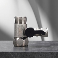 Robinet à bille à trois voies de 3/8 pouce, accessoire de robinetterie, robinet à bille en acier inoxydable 304 avec poignée noire