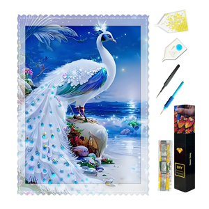 <span class=keywords><strong>Cuadros</strong></span> Personalizados <span class=keywords><strong>para</strong></span> Decoración del Hogar, Pintura de Diamantes de Pavo Real Azul, Kit de Pintura por Números con Lienzo Completo - Product Image 2