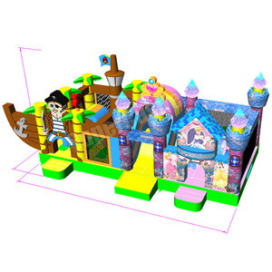 <span class=keywords><strong>Castillo</strong></span> Inflable Comercial con Tobogán, Temática Pirata y Princesa, Casa de Brinco, Equipo para Alquiler de Fiestas - Product Image 1