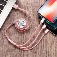 3-in-1 einziehbares USB-Ladekabel 3-in-1-Multi-Ladegerät aus reinem Kupfer für Computer Praktisch und vielseitig