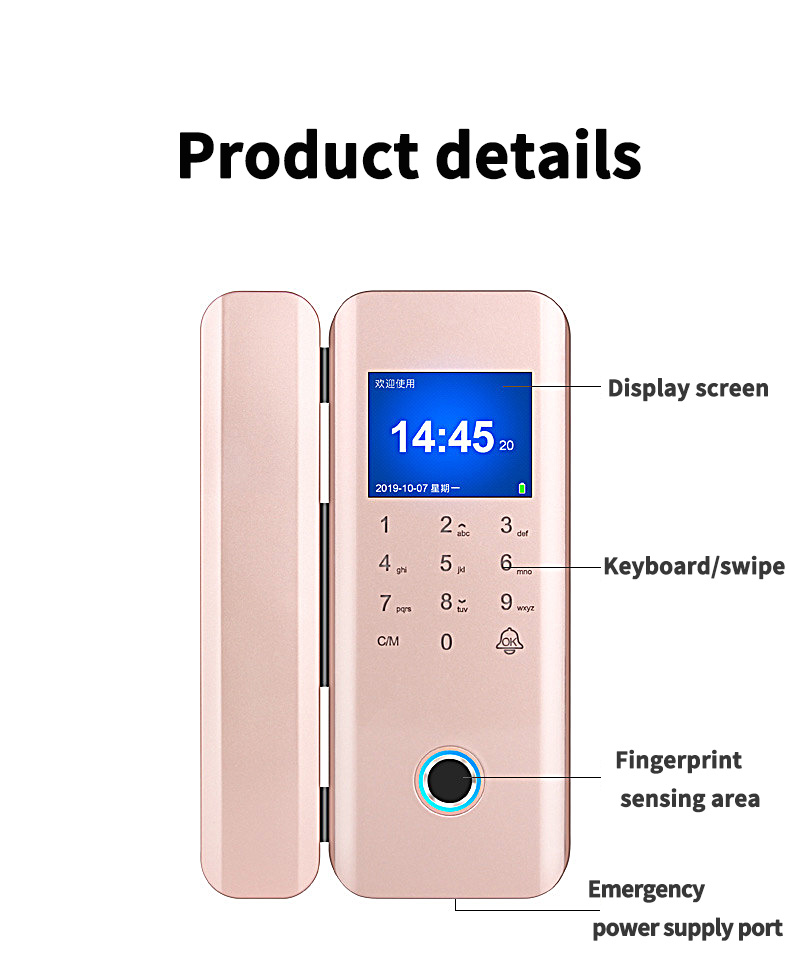 High-quality glass door fingerprint lock APP remote unlocking record multi-purpose security intelligent lock electronic smart
