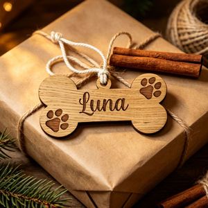 Custom <b>Wooden</b> <b>Dog</b> Tag-Personalized Bone-Shaped Laser Engraved Wall Hanging | Father's Day Cartoon Pet Gift for Pet Lovers - Product Image 3