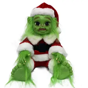 Ornamen Natal mewah lateks Monster hijau realistis ukuran dapat disesuaikan uniseks boneka kartun modis hadiah Natal untuk anak-anak