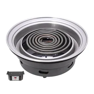 Pinnovo Round Stainless Steel Electric Bbq Grill Table Top Use Round Bbq Grate Restaurant Equipment Grills Hot Pot