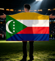 Drapeau personnalisé des Comores 3x5 pieds 100% polyester double face, décoration patriotique écologique, drapeau anti-plis pour hommes