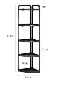 Chariot de rangement moderne en plastique à trois niveaux, mobile, non pliable, sur pied, en forme de triangle, pour coin de salle de bain, pour les espaces restreints - Product Image 6