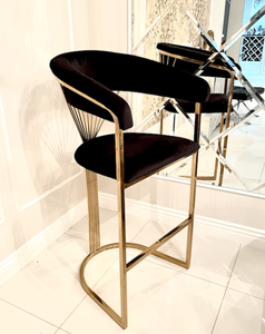 Chaise haute <span class=keywords><strong>de</strong></span> <span class=keywords><strong>bar</strong></span> très vendue, en acier inoxydable doré, avec revêtement en velours, pour hôtel et maison - Product Image 4