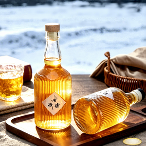 Bouteilles en verre pour <span class=keywords><strong>la</strong></span> maison, design à rayures verticales, stockage hermétique pour <span class=keywords><strong>la</strong></span> fabrication de vin de <span class=keywords><strong>prune</strong></span>, vin de mûre, vin de fruits faiblement alcoolisé - Product Image 1