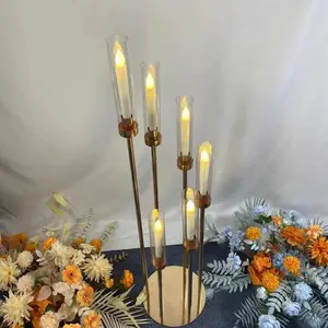 S Shape Gold Flower Vases Candle Holders Rack Stands Wedding Decoration Road Lead Table Centerpiece Pillar