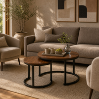 Table basse ronde moderne en bois avec plateau extensible, couleur et design personnalisables pour ensemble de meubles de salon