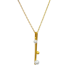 Collier pendentif minimaliste en argent 925 plaqué or UM Jewelry, perle d'eau douce naturelle, unisexe/hommes/femmes, cadeau - Product Image 2