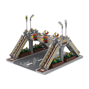 Blocs de construction MOC à petites particules, modèle de vue sur la ville, scène de circulation routière avec viaduc, jouets d'assemblage - Product Image 5