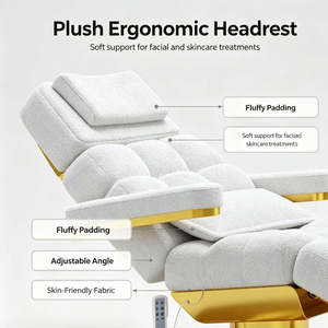 2026 Trending Luxury Custom Colors Curved Velvet Beauty Facial <b>Bed</b> 3 Motor Electric Spa Massage Lash <b>Bed</b> - Product Image 2