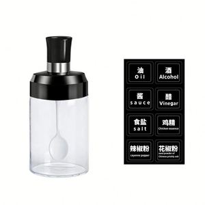 Glass Olive Oil Dispenser Bottle & Seasoning Jar Set 4pcs with <b>Labels</b> Funnel for Kitchen Vinegar Cruet Bottle - Product Image 6