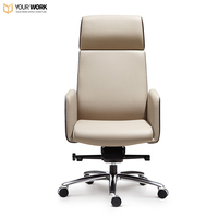 Chaise de bureau pivotante en cuir de patron exécutif à dossier haut mobilier de poste de travail réglable chaise de direction confortable