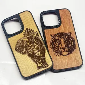 Promotional Creative Wooden Phone Case Laser Engraving Wood Cases Cellphone Cover For Iphone 13 pro max 11 12 mini XR XS 7 8