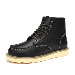 Botas para Hombre, Estilo Casual Británico, Zapatos de Trabajo de Cuero Genuino para Parejas, Botas de Trabajo Casuales de Moda con Caña Alta - Product Image 4